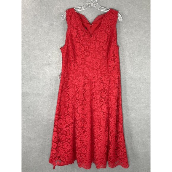 Talbots Dress Womens Sz 16 Red Lace Overlay Sweetheart Neckline Event Wedding - Picture 1 of 13